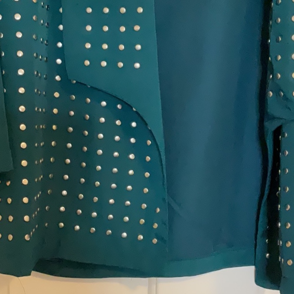 Teal Studded Women's Jacket - Picture 4 of 6